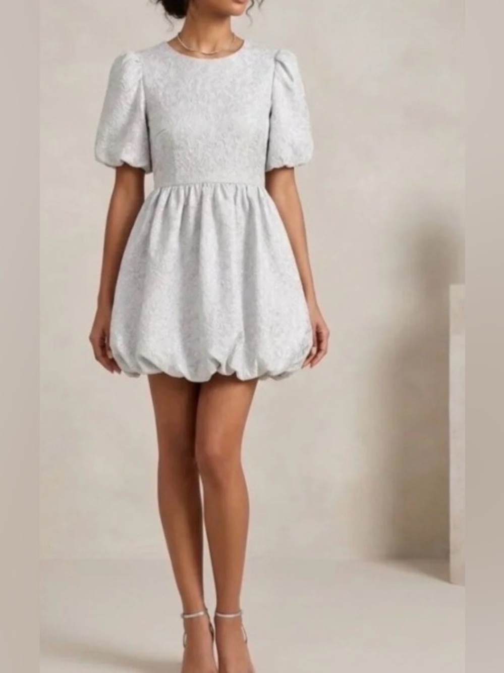 Antonio Melani x Nicola Bathie Silver Jacquard Bubble Dress - NWT! Size 14